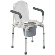 DMI Portable Toilet for Adults, Deluxe Commode For The Elderly, FSA HSA Eligible, Drop Arm Commode For Easy Transfers, Steel Portable Toilet or Porta Potty, Easy No Tool Assembly, White