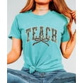 thumbnail image 2 of Teach Camo Varsity T-Shirt for Women - Coquette Bow Graphic Tee - Camouflage Teacher Shirt Seafoam Shirt Adult X-Large, 2 of 7