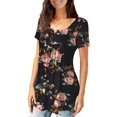 thumbnail image 7 of VERABENDI Womens Tops Plus Size Summer Short Sleeve Button V-Neck Henley Shirt Ladies Blouse (M-4xl), 7 of 7