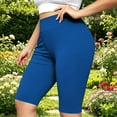 thumbnail image 3 of Stamzod Women's Capri Pants Mid-Calf Length High Waisted Yoga Capri Leggings Casual Stretch Pull On Capris Plus Size Clothes Blue XXXXXL, 3 of 10