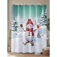 thumbnail image 4 of Fsddascl Green Christmas Shower Curtain Set - Long 72" x 84" Washable Bathtub Curtain with 12 Hooks, Winter Skiing Snowman Pine Tree Waterproof Fabric Stall Shower Curtains for Bathroom/Bathtub, 4 of 6