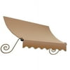 Awntech 8.38 Ft Charleston Sloped Fixed Awning with Scrolled Iron Arms (100.5in x 24in x 24in), Tan