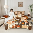 thumbnail image 4 of jejeloiu Autumn Harvest Pumpkin Bedding Comforter Set,Hello Fall Twin Comforter Sets,Rustic Flower Mushroom Maple Bedding Set For Men Women,Microfiber Bedroom Decor Reversible,2pcs, 4 of 8