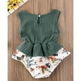 thumbnail image 3 of Baby Girl Vibrant Floral Sleeveless Ruffled Romper Spring Summer Baby Jumpsuit Outfit, 3 of 12