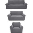 thumbnail image 6 of Sapphire Home 3-Piece Brushed Premium SlipCover Set for Sofa Loveseat Couch Arm Chair,Form fit Stretch,Wrinkle Free,Furniture Protector set for 3/2/1 Cushion,Polyester Spandex,3pc, Brushed, Light Gray, 6 of 6