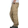 thumbnail image 2 of Frontwalk Men Trousers Zipper Cargo Pants Solid Color Tactical Pant Mens Fitted Bottoms Mid Waist Khaki 4XL, 2 of 5