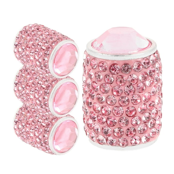 LULULION 4Pcs Pink Bling Valve Stem Caps Aluminum Alloy Tire Valve Covers