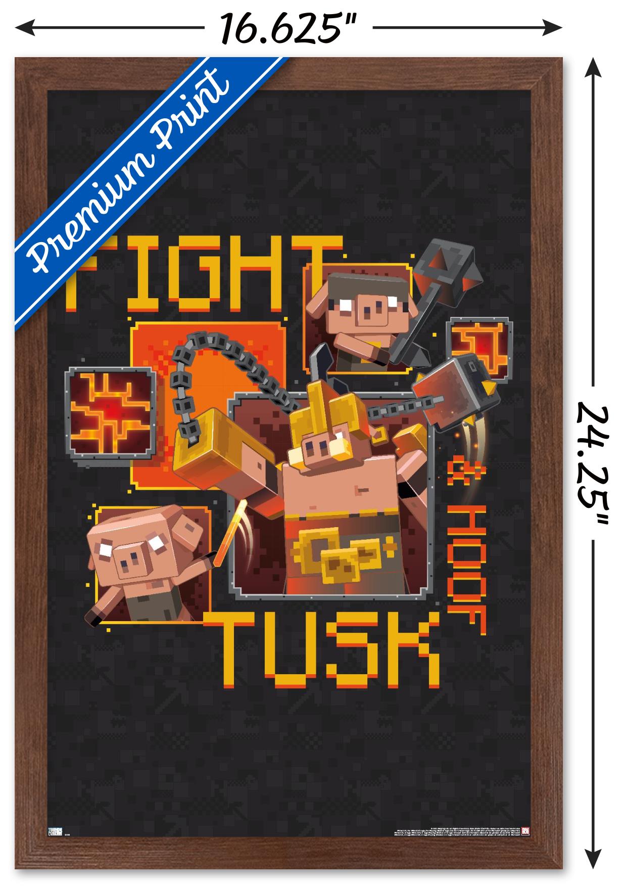 Minecraft: Legends - Fight Tusk & Hoof Wall Poster, 14.725" x 22.375" Framed