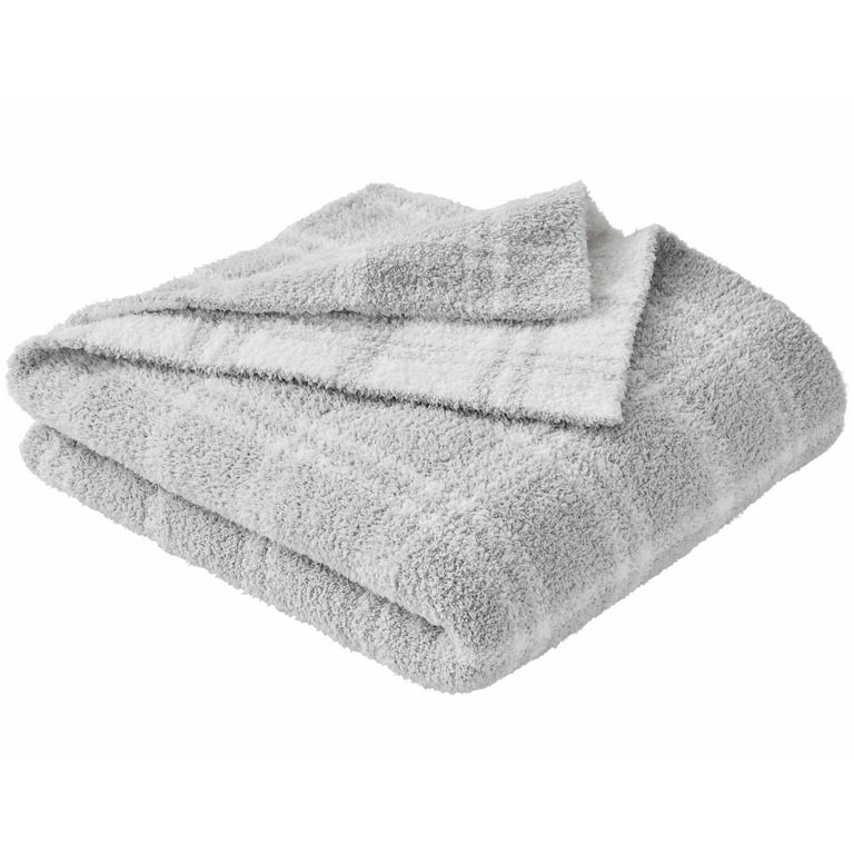 Better Homes Gardens Gray Plaid 50X72 Cozy Knit Throw Walmart