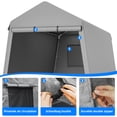thumbnail image 4 of DSstyles Abri d'Auto de Garage Portable 6x8FT avec Cadre Robuste, Tente pour Vélo Tente pour Moto avec Porte à Glissière Enroulable, Abri de Rangement Extérieur Imperméable et Résistant aux UV pour Outils de Jardin, Gris, 4 of 8