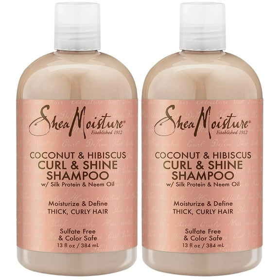 SheaMoisture - Coconut & Hibiscus Curl & Shine, Sulfate-Free Shampoo 13 fl oz ea (Pack of 2)