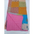 thumbnail image 4 of Patchwork Quilt Kantha Quilt Handmade Vintage Quilts Assorted Bedding Throw Blanket Bedspread Quilting Mixed Hippie Quilts AandETextileHouse, 4 of 4