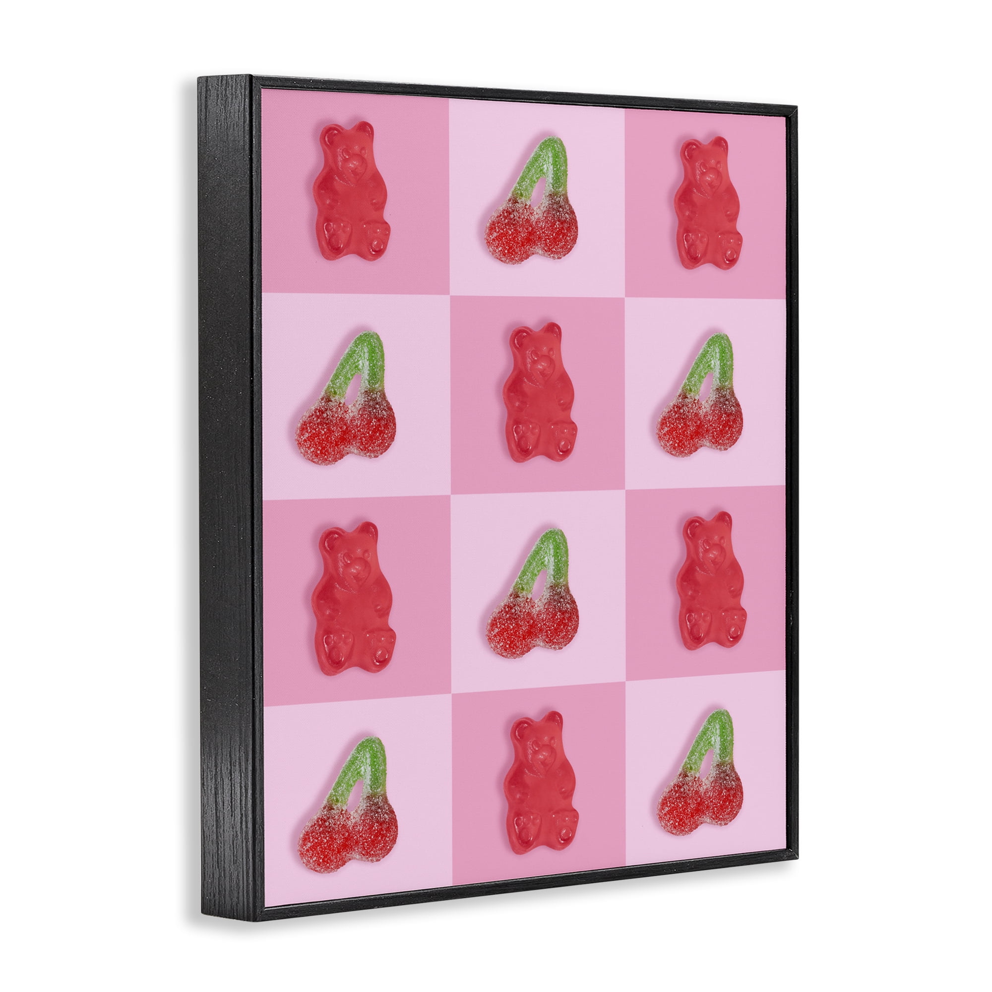 Stupell Industries Gummy Bears and Cherries Grid Black Framed Giclee Art, design by LISH Creative