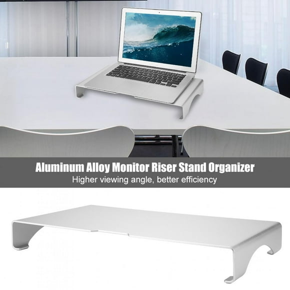 TOPINCN Monitor Stand Organizer,Aluminum Alloy Monitor Riser Notebook Laptop Desk Stand Organizer Shelf Silver, Monitor Shelf