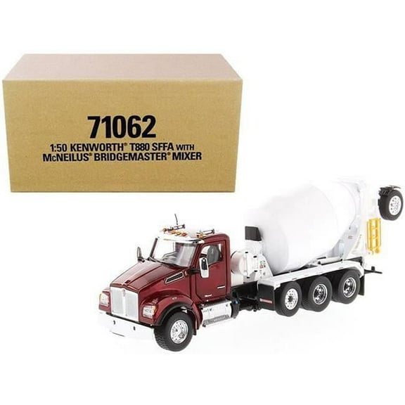 DieCast Masters  1-50 Diecast Model for Kenworth T880 SFFA with McNeilus Bridgemaster Mixer Truck Radiant, Red & White