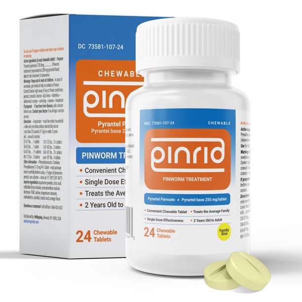 Pin Rid Walmart Pin-Rid | Pinworm Treatment | Pyrantel Pamoate 250 mg | 24 Chewable ...
