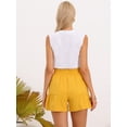 thumbnail image 3 of DARING DIVA Women‘s Tie Belt Waist Paper Bag Dressy Shorts X-Small Yellow, 3 of 6
