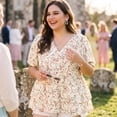 thumbnail image 2 of Agnes Orinda Women's Plus Size Easter Blouse Floral Layered Flare Hem Casual Peplum Tops 4X White, 2 of 8
