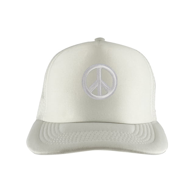 Gravity Threads White Peace Sign Adjustable Trucker Hat - White