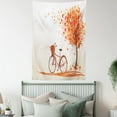 thumbnail image 4 of Bicycle Tapestry, Autumn Tree with Aged Old Bike and Fall Tree November Day Fall Season Park Nature Theme, Wall Hanging for Bedroom Living Room Dorm Decor, 40W X 60L Inches, Orange, by Ambesonne, 4 of 5