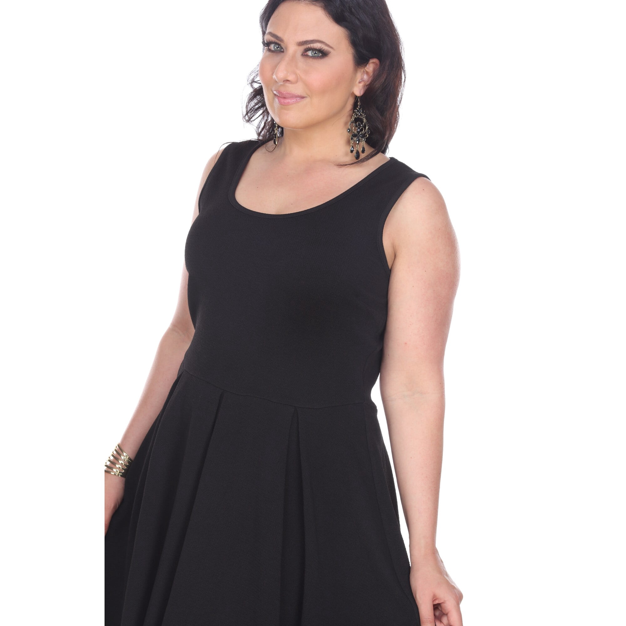 White Mark Women's Plus Size Crystal Fit and Flare Dress