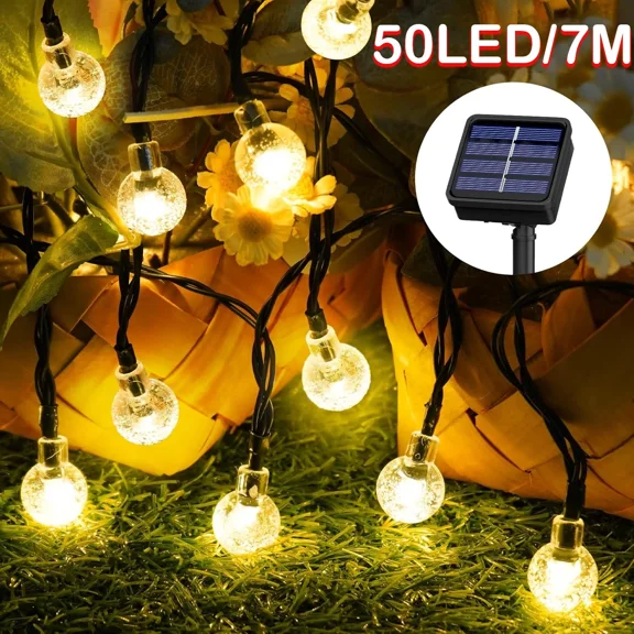 PURELY- Solar Garden String Lights Outdoor Waterproof 50Led 23Ft Solar Fairy Lights