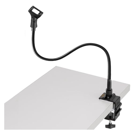 Microphone Arm Stand Long 20'' Sturdy Gooseneck Mic Stand Adjustable Microphone Arm Stand with Clamp - Flexible Mike Stand Podium Compact Mic Arm for Desk Traveling (Black)