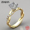 thumbnail image 3 of ZDADAN 925 Sterling Silver AAA White Cubic Zircon Ring For Women Wedding Jewelry Party Gift, 3 of 4