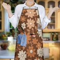 thumbnail image 5 of Brown Daisy Flower Floral Pattern Apron-Garden Aprons for Women with Pockets-Cotton Linen Waterproof Kitchen Cooking Gardening Aprons Adjustable for Kitchen,Cooking,BBQ and Salon 33x27 Inch, 5 of 6
