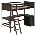 thumbnail image 5 of Harper & Bright Designs High Twin size Loft Bed with and Desk, Wooden Loft Bed Frame with Storage Shelves, Espresso, 5 of 13