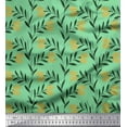 thumbnail image 1 of Soimoi Green Cotton Duck Fabric Leaves & Clover Flower Hand Drawn Printed Fabric 1 Yard 42 Inch Wide, 1 of 1