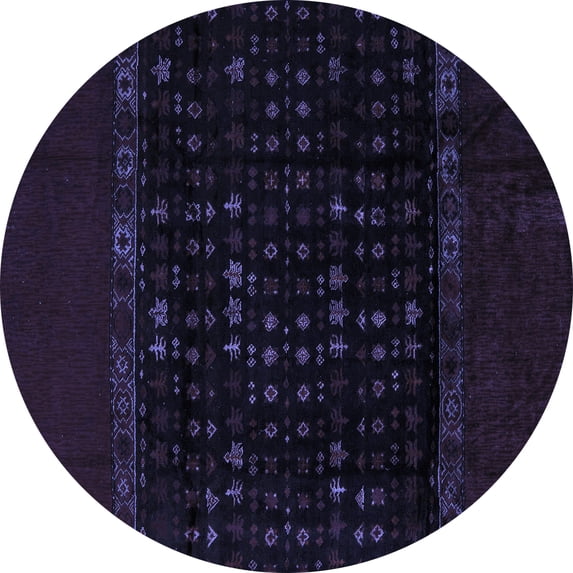 Ahgly Company Indoor Round Abstract Blue Modern Area Rugs, 6' Round