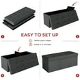 thumbnail image 3 of Melocadol 43.5 Inches Foldable Storage Ottoman Bench, End of Bed Foot Rest Stool with Padded Seat, Bedroom Bench with Hidden Storage, for Living Room, Entryway, Support 660lbs, Dark Gray, 3 of 4