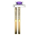 thumbnail image 3 of 1.58 ct Brilliant Round Cut Natural Amethyst 18K Yellow/White Gold(multi tone) Halo Solitaire with Accents Engagement Bridal Wedding Ring Band Set size 9.75, 3 of 7