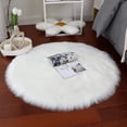 thumbnail image 4 of Fluffy Round Carpet White 50cm Diameter Soft Suede Sheepskin Rug, 4 of 5