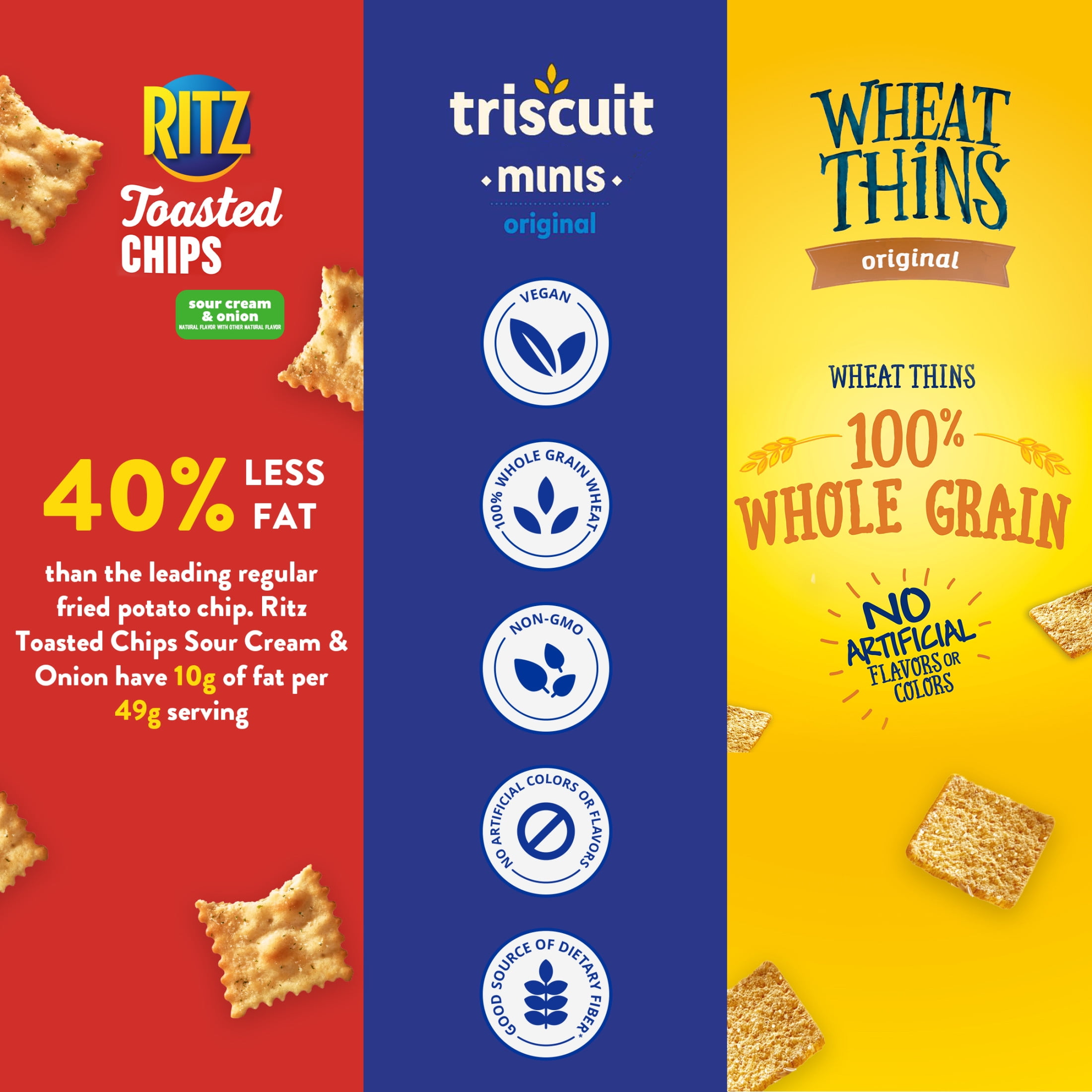 Nabisco Crackers Variety Pack, RITZ Toasted Chips, Wheat Thins Snacks & Triscuit, 40 Snack Packs