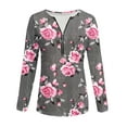 thumbnail image 3 of Fashion Women's Casual Printed Round Neck Long Sleeve T-shirt Blouse Zipper Tops, 3 of 4