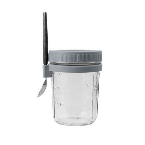 Overnight Oats Containers with Lids Premium Overnight Oats Containers with Lids & Spoons: Airtight Mason Jars with Removable Compartments for Chia, Yogurt & Oatmeal, 6-Pack Glass Jars for Meal Prep