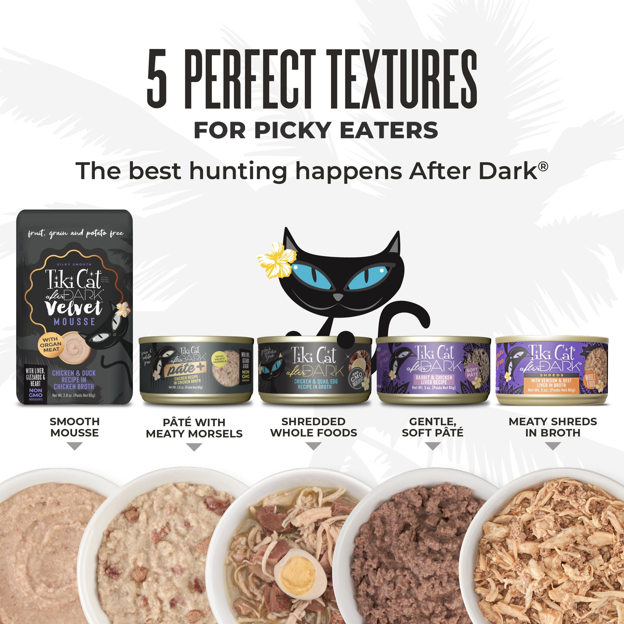 (6 pack) Tiki Cat After Dark Shreds Whole Foods Wet Cat Food, Venison & Beef Liver, 3 oz. Can