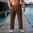 thumbnail image 2 of Bibifish Mens Pants Solid Color Casual Wide Leg Trousers Comfortable Relaxed Fit Elastic Waist Lightweight Breathable Daily Wear Sports Pants, 2 of 9