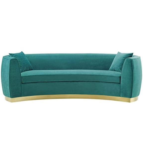 Contemporary Modern Urban Designer Living Room Lounge Club Lobby Sofa, Velvet Fabric Metal Steel, Aqua Blue