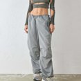 thumbnail image 2 of Diufon Cargo Pants for Women Elastic Waist Side Drawstring Pleated Lounge Pants with Pockets Solid Color Pants, 2 of 6