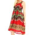 thumbnail image 3 of Sakkas Darcia Women's Casual Summer Cocktail Elastic Stretchy Dashiki Print Dress - Fuchsia - One Size, 3 of 5