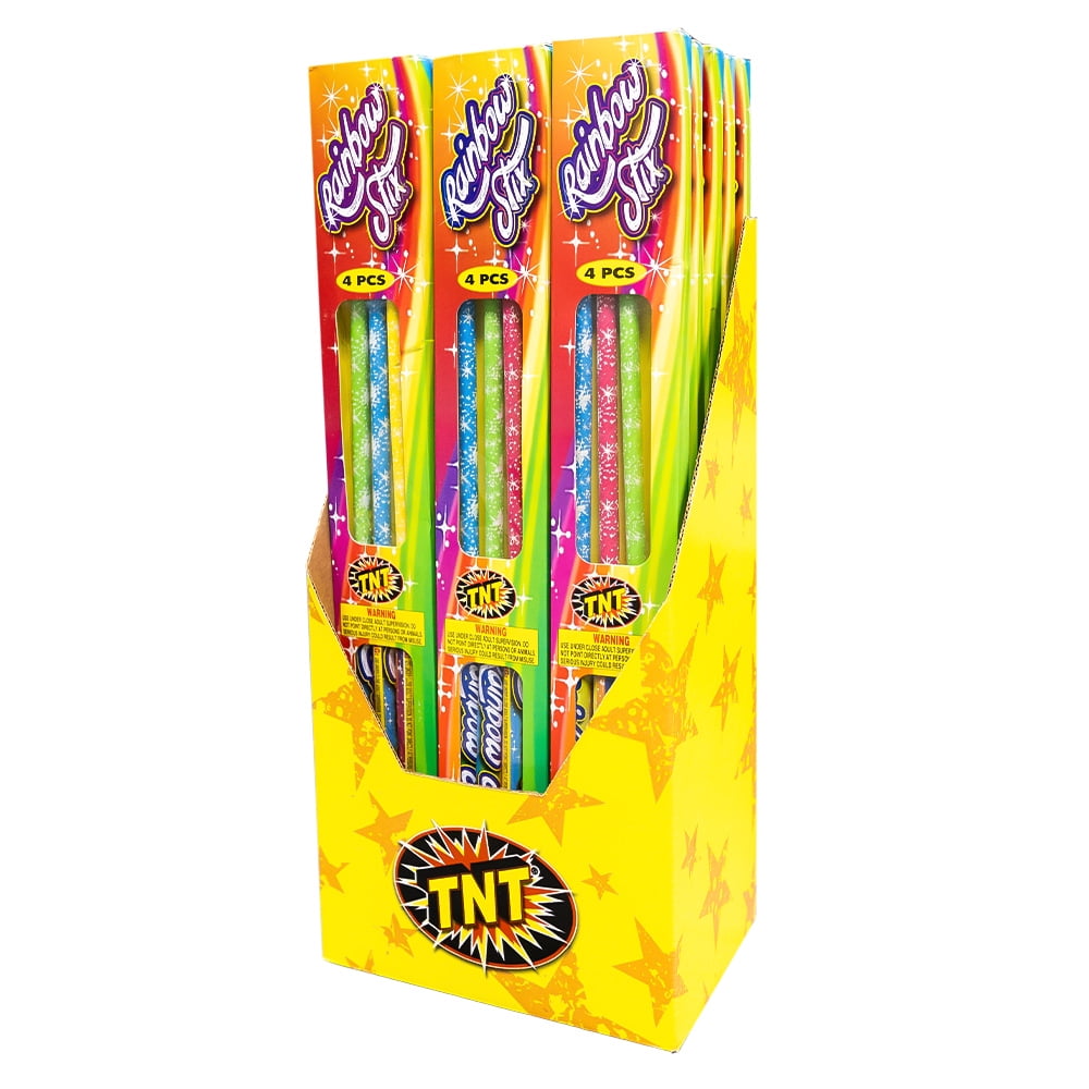 TNT Fireworks  Rainbow Stix, Multi Colored, Hand Held, Party, Holiday, Birthday