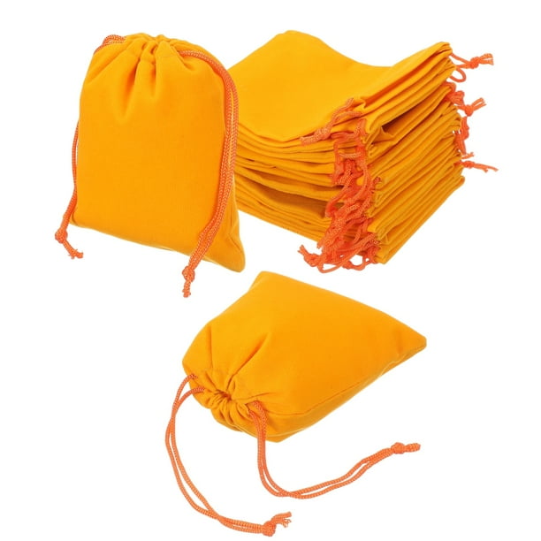 Uxcell 20 Pcs Bolsa de Terciopelo con Cierre de Cordón, 4 x 4.7 Pulgadas Bolsas de Regalo de Terciopelo para Favor de Boda, Empaque de Joyas, Organización y Almacenamiento, Naranja