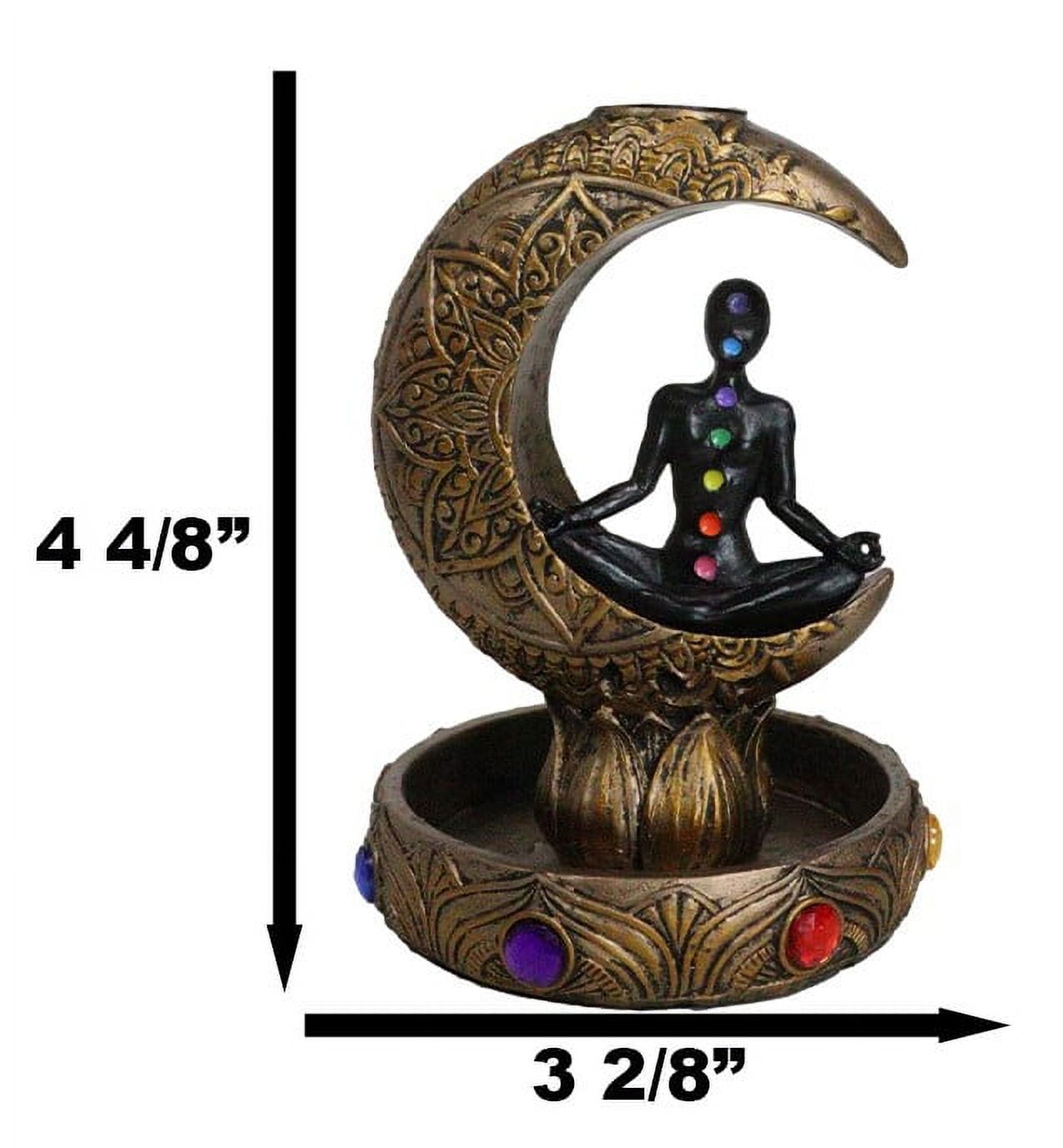 7 Chakra Gems Yoga Avatar Meditating On Crescent Moon Backflow Incense Holder
