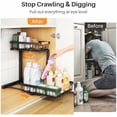 thumbnail image 4 of Under Sink Organizer, Adjustable Height, 2 Tier Pull Out Under Cabinet Organizer, Slide Out Thickened Metal Under Sink Storage for Kitchen Bathroom Laundry Pantry Cabinet, Black, Small-2-Pack, 4 of 9
