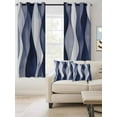 thumbnail image 2 of Fsddascl Blue Stripes Blackout Curtains for Bedroom/Living Room, Thermal Insulated Kitchen Curtains, Retro Abstract Chic Geometric Lines Art Grommet Darkening Window Treatment Drapes 52"x84"x2, 2 of 8