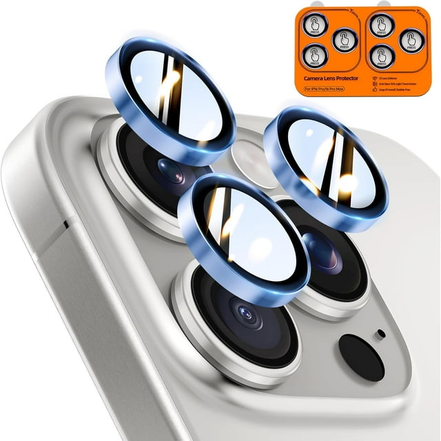 TEMOGU-2 Pack for iPhone 16 Pro Max/iPhone 16 Pro Camera Lens Protectors, Individual Tempered Glass Protectors, Anti-Scratch, Easy Installation, Ultra HD Night Shooting Mode, Light Blue