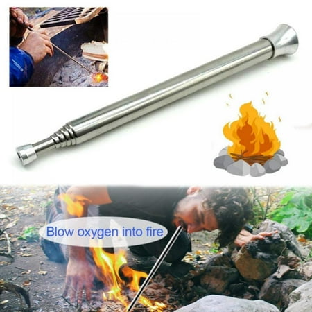 

Pocket Fire Bellows Blow Fire Tube Collapsible Fire Blower Pipe Stainless Steel Fire Bellowing Tube for Picnic Camping Hiking